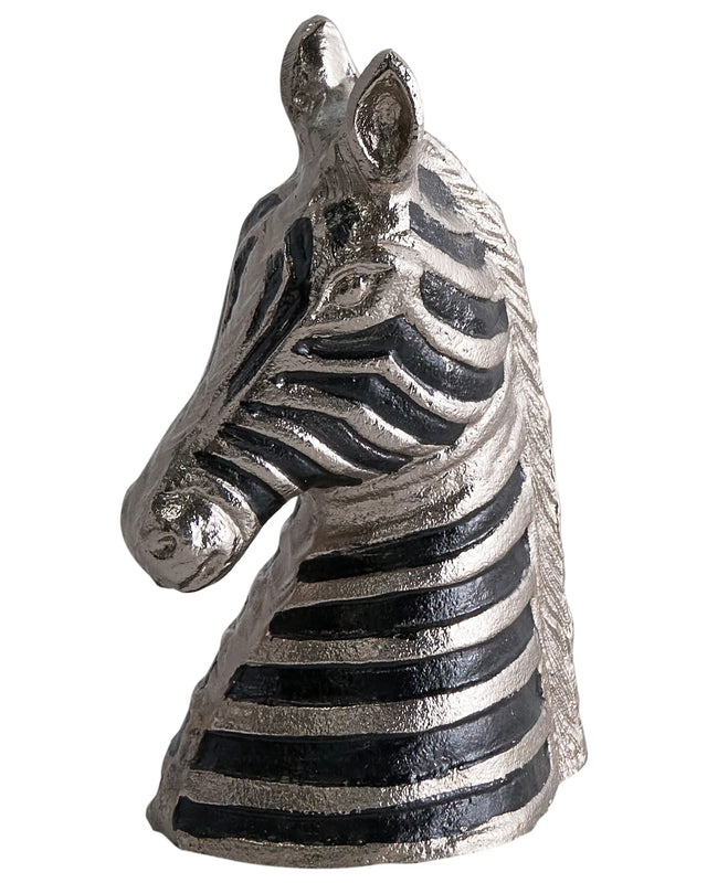 Decorative Figurine Silver Metal Zebra Shape Ornament for Displaying Decorative Ornament Beliani