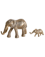 Set of 2 Decorative Figurines Gold Metal Animal Ornament Elephant for Displaying Decorative Ornament Beliani