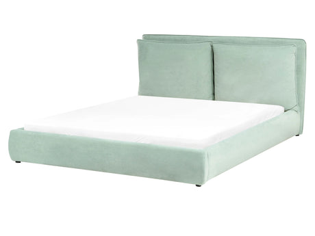 EU King Size Bed Mint Green Velvet 5ft3 Upholstered Frame Cushion Back Cosy Bedroom Modern Beliani