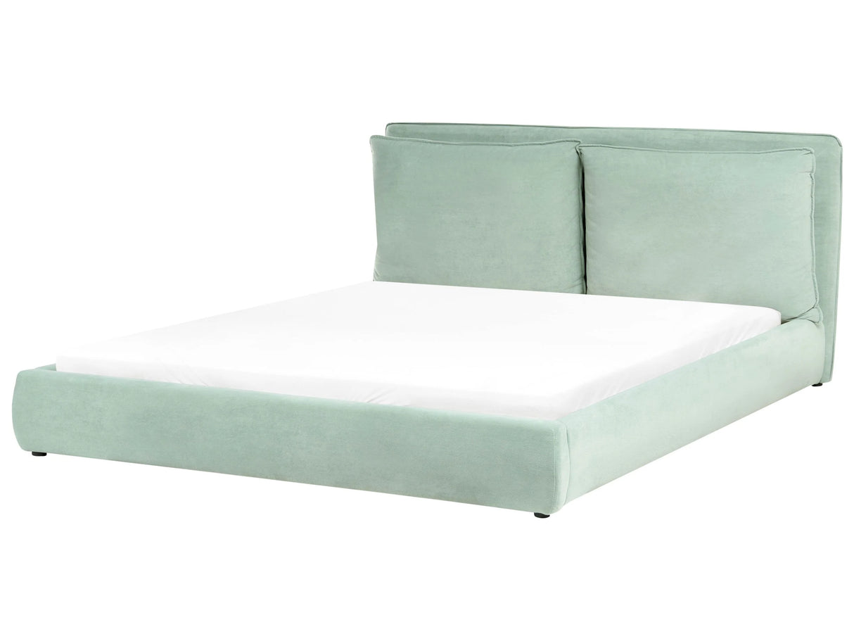 EU Super King Size Bed Mint Green Velvet 6ft Upholstered Frame Cushion Back Cosy Bedroom Modern Beliani