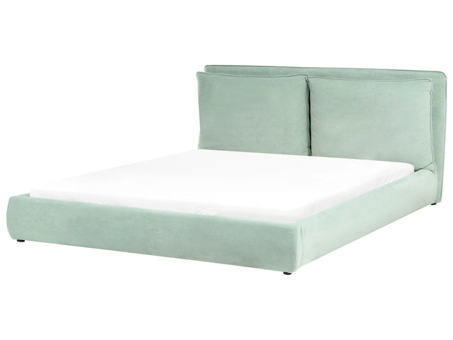 EU Super King Size Bed Mint Green Velvet 6ft Upholstered Frame Cushion Back Cosy Bedroom Modern Beliani