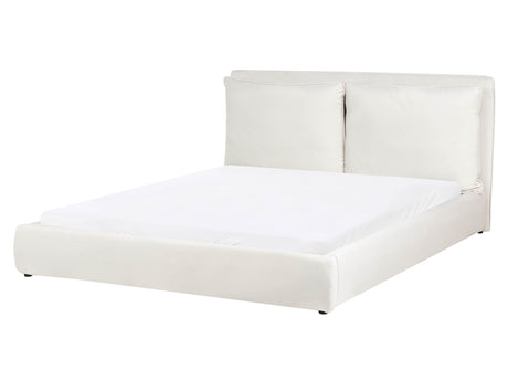 EU King Size Waterbed Off-White Velvet 5ft3 Upholstered Cushion Back Bedroom Modern Style Beliani