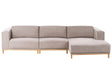 Left-Hand Corner Sofa Taupe Fabric Upholstery Wooden Legs 5 Seater Thickly Padded Modern Style Living Room Furniture Beliani