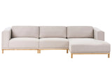 Left-Hand Corner Sofa Light Beige Fabric Upholstery Wooden Legs 5 Seater Thickly Padded Modern Style Living Room Furniture Beliani