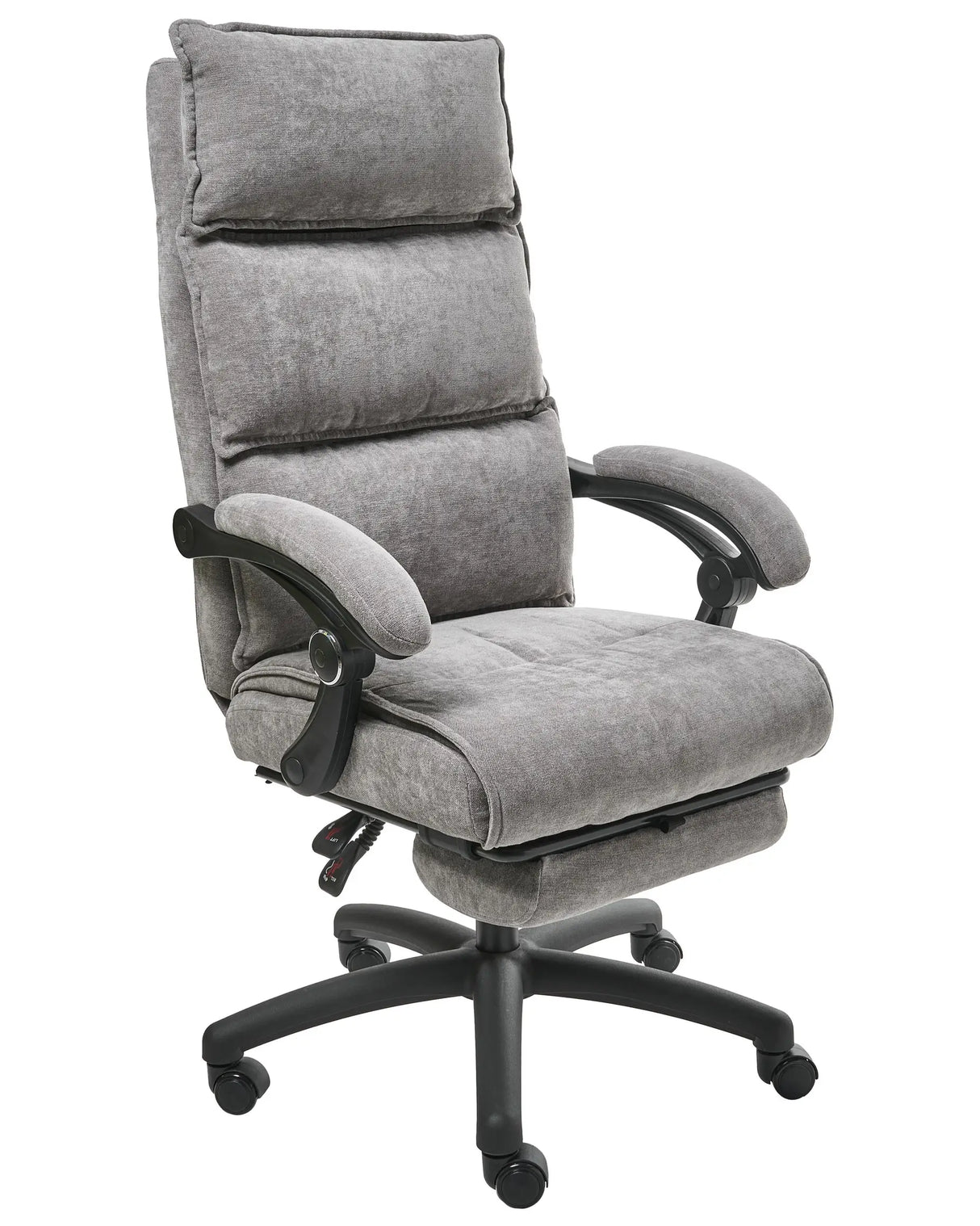 Professional Office Chair Grey Chenille Upholstery Swivel Base with Footrest Padded Armrests and Adjustable Headrest Pneumatic Seat Height Tilting Backrest Beliani
