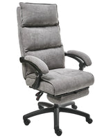 Professional Office Chair Grey Chenille Upholstery Swivel Base with Footrest Padded Armrests and Adjustable Headrest Pneumatic Seat Height Tilting Backrest Beliani