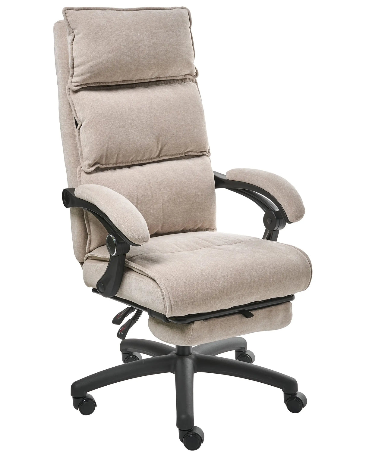 Professional Office Chair Beige Chenille Upholstery Swivel Base with Footrest Padded Armrests Adjustable Headrest Pneumatic Seat Height Tilting Backrest Beliani