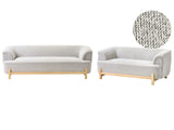 5 Seater Living Room Set Light Grey Polyester Upholstery Wooden Legs 2 Seater and 3 Seater Sofa Living Room Modern Style Beliani