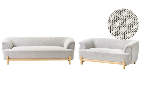 5 Seater Living Room Set Light Grey Polyester Upholstery Wooden Legs 2 Seater and 3 Seater Sofa Living Room Modern Style Beliani