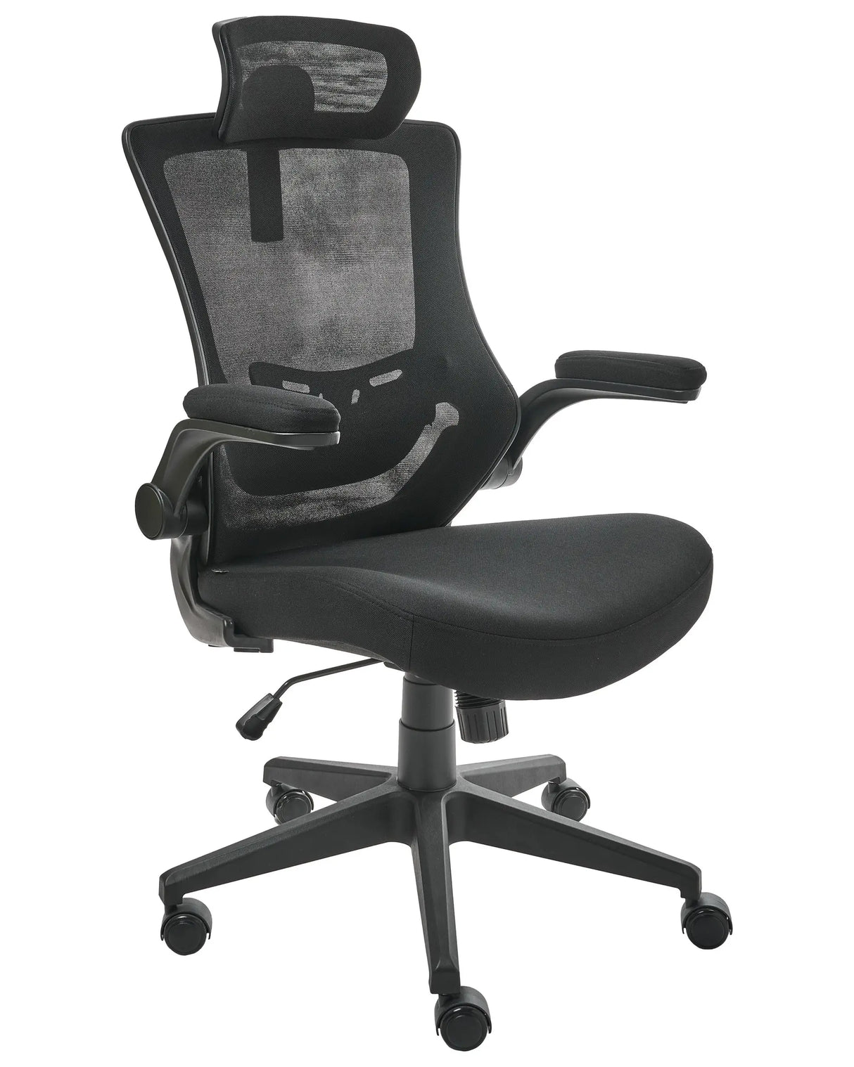 Professional Office Chair Mesh Upholstery Black Adjustable Headrest and Armrests Pneumatic Seat Swivel Base Beliani