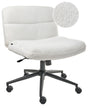 Home Office Desk Chair White Boucle Teddy Upholstery Wide Armless Pneumatic Seat Swivel Base Tilting Beliani