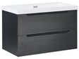 Wall Mounted Vanity Unit with Basin Black MDF Bathroom Cabinet Storage Ceramic Sink 80 cm Modern Design Beliani