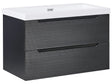 Wall Mounted Vanity Unit with Basin Black MDF Bathroom Cabinet Storage Ceramic Sink 80 cm Modern Design Beliani