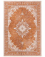 Area Rug Orange Cotton Polyester 160 x 230 cm Oriental Pattern Distressed Vintage Home Decor Beliani