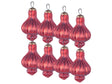 Set of 8 Christmas Baubles Red Glass Hanging Vintage Xmas Tree Handmade Balls Holiday Decor Beliani