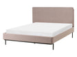 Slatted Bed Frame Taupe Polyester Fabric Upholstered 4ft6 EU Double Size Modern Design Beliani