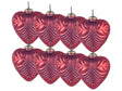 Set of 8 Christmas Baubles Red Glass Hanging Heart Shaped Xmas Tree Handmade Balls Holiday Decor Beliani