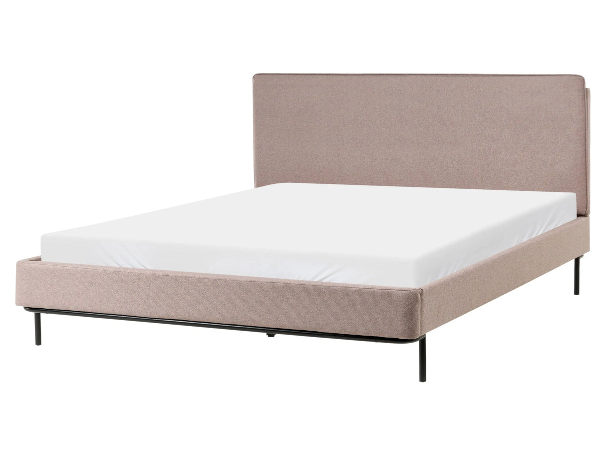 Slatted Bed Frame Taupe Polyester Fabric Upholstered 5ft3 EU King Size Modern Design Beliani