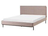 Slatted Bed Frame Taupe Polyester Fabric Upholstered 5ft3 EU King Size Modern Design Beliani