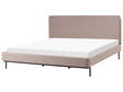 Slatted Bed Frame Taupe Polyester Fabric Upholstered 6ft EU Super King Size Modern Design Beliani