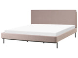 Slatted Bed Frame Taupe Polyester Fabric Upholstered 6ft EU Super King Size Modern Design Beliani