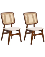 Set of 2 Dining Chairs Brown Polyester Upholstered Seats Fabric Backrest Rubber Wood Laquered Frame Armless Retro Style Beliani