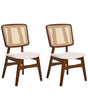Set of 2 Dining Chairs Brown Polyester Upholstered Seats Fabric Backrest Rubber Wood Laquered Frame Armless Retro Style Beliani