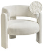 Cosy Armchair Off-White Polyester Chenille Upholstery Modern Comfy Seat Curved Backrest Scandinavian Beliani