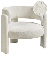 Cosy Armchair Off-White Polyester Chenille Upholstery Modern Comfy Seat Curved Backrest Scandinavian Beliani