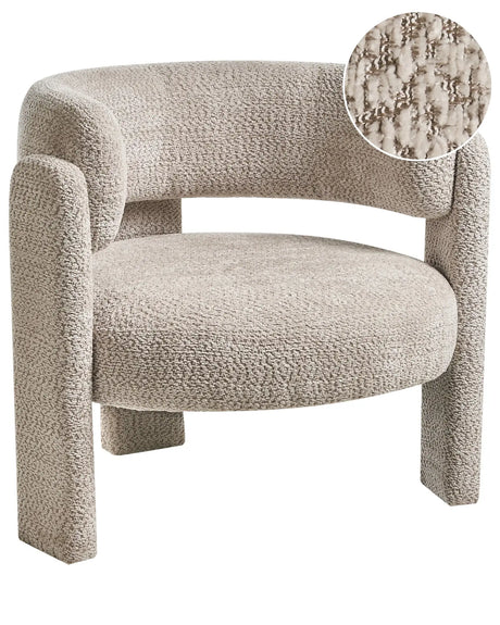 Cosy Armchair Light Beige Polyester Chenille Upholstery Modern Comfy Seat Curved Backrest Scandinavian Beliani
