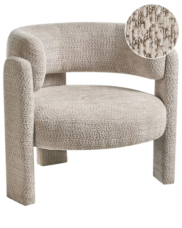 Cosy Armchair Light Beige Polyester Chenille Upholstery Modern Comfy Seat Curved Backrest Scandinavian Beliani