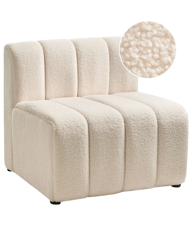 Cosy Armchair Light Beige Boucle Upholster Thickly Soft Seat Modern Living Room Beliani