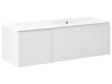 Wall Mounted Vanity Unit with Basin White Engineered Wood Bathroom Cabinet Storage Ceramic Sink 120 cm Modern Design Beliani