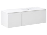 Wall Mounted Vanity Unit with Basin White Engineered Wood Bathroom Cabinet Storage Ceramic Sink 120 cm Modern Design Beliani