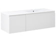 Wall Mounted Vanity Unit with Basin Light Grey Engineered Wood Bathroom Cabinet Storage Ceramic Sink 120 cm Modern Design Beliani