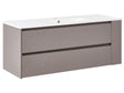Wall Mounted Vanity Unit with Basin Taupe Engineered Wood Bathroom Cabinet Storage Ceramic Sink 120 cm Modern Design Beliani