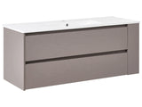Wall Mounted Vanity Unit with Basin Taupe Engineered Wood Bathroom Cabinet Storage Ceramic Sink 120 cm Modern Design Beliani