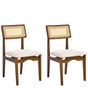 Set of 2 Dining Chairs Brown Polyester Upholstered Seats Fabric Backrest Rubber Wood Laquered Frame Armless Retro Style Beliani