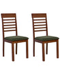 Set of 2 Dining Chairs Dark Brown and Dark Green Polyester Rubber Wood Upholstered Traditional Style Beliani