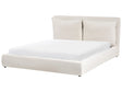 EU King Size Bed Light Beige Fabric 5ft3 Upholstered Frame Cushion Back Cosy Bedroom Modern Beliani