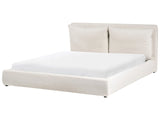 EU Super King Size Bed Light Beige Fabric 6ft Upholstered Frame Cushion Back Cosy Bedroom Modern Beliani