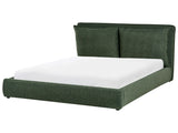 EU King Size Bed Dark Green Fabric 5ft3 Upholstered Frame Cushion Back Cosy Bedroom Modern Beliani