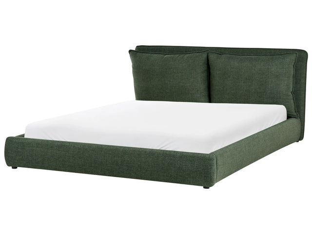 EU Super King Size Bed Dark Green Fabric 6ft Upholstered Frame Cushion Back Cosy Bedroom Modern Beliani