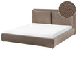 EU King Size Bed Brown Boucle 5ft3 Upholstered Frame Cushion Back Cosy Bedroom Modern Beliani