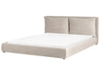 EU Super King Size Bed Taupe Velvet 6ft Upholstered Frame Cushion Back Cosy Bedroom Modern Beliani