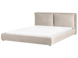 EU Super King Size Bed Taupe Velvet 6ft Upholstered Frame Cushion Back Cosy Bedroom Modern Beliani