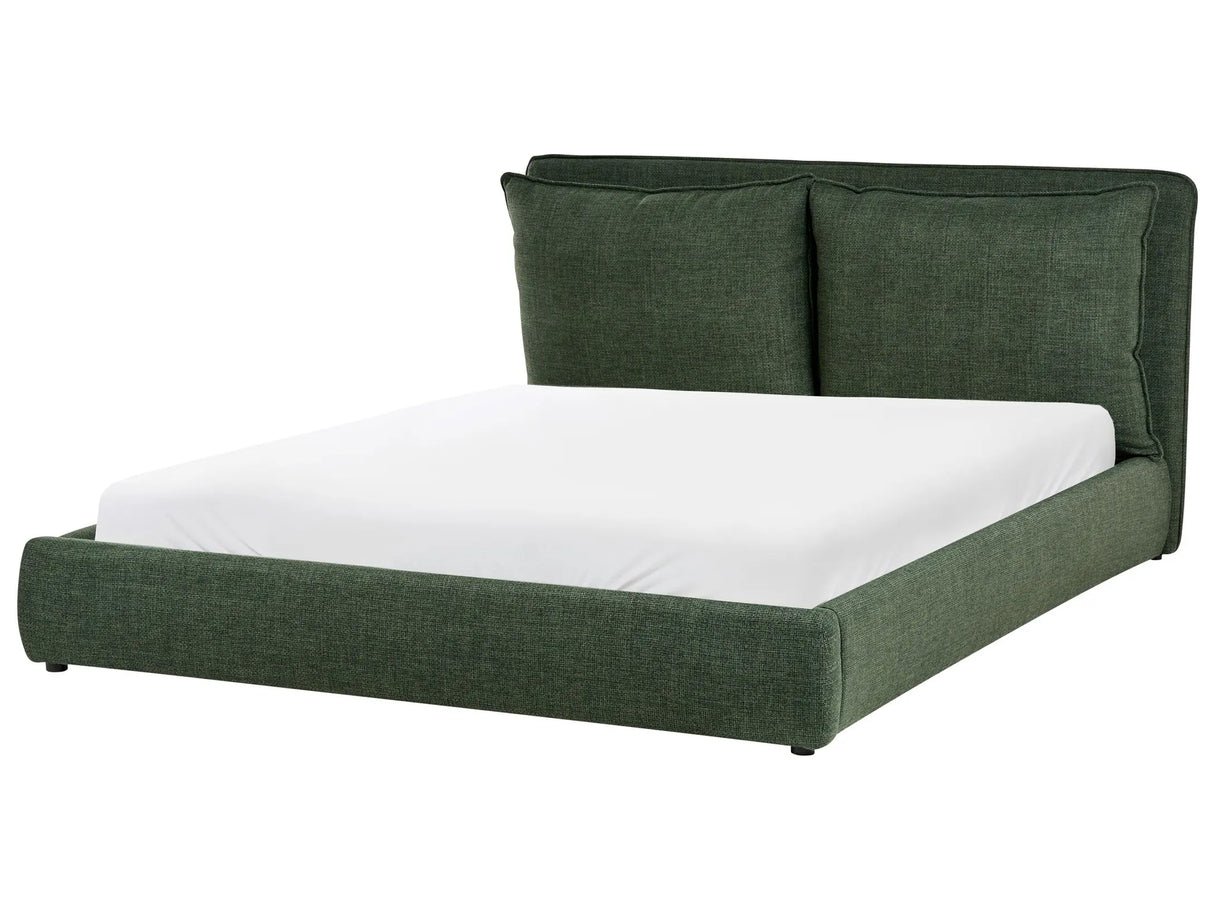 EU King Size Waterbed Dark Green Fabric 5ft3 Upholstered Cushion Back Bedroom Modern Style Beliani