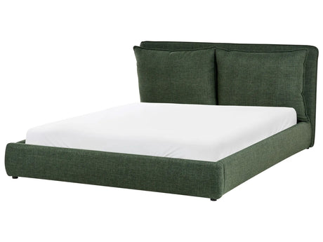 EU King Size Waterbed Dark Green Fabric 5ft3 Upholstered Cushion Back Bedroom Modern Style Beliani