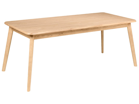 Dining Table Light Oak Wood Veneer MDF Elm Wood Legs 200 x 90 cm Rectangular Veneered Top Traditional Style Dining Room Beliani