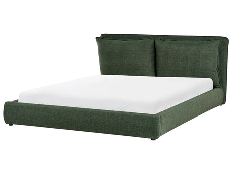 EU Super King Size Waterbed Dark Green Fabric 6ft Upholstered Cushion Back Bedroom Modern Style Beliani